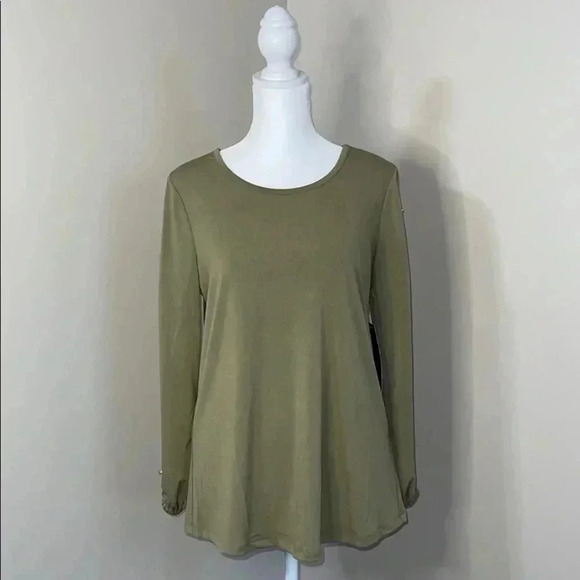 Always Indigo Cutout Sleeve Crewneck Top​​​ - Picture 1 of 16